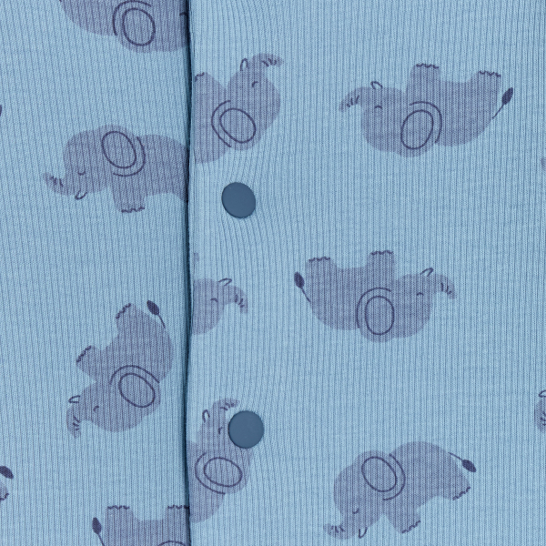 بيجاما قطنية بدون أقدام زرقاء اللون عليها رسم الفيل للصبي الصغير